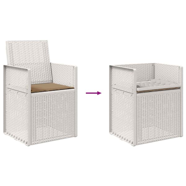 Trädgårdsmatstolar 2 pcs Vit och taupe PP