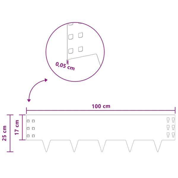 Kant för gräsmatta 30 pcs 100 x 25 cm Stål Rostig