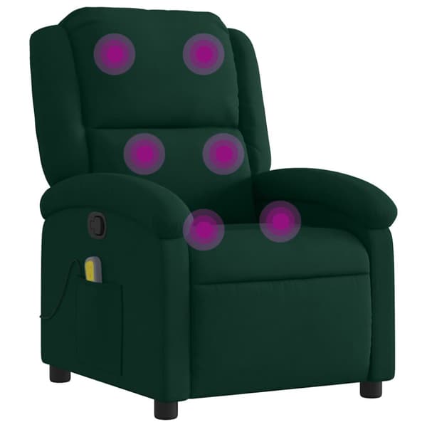 Massagefåtölj mörkgrön sammet