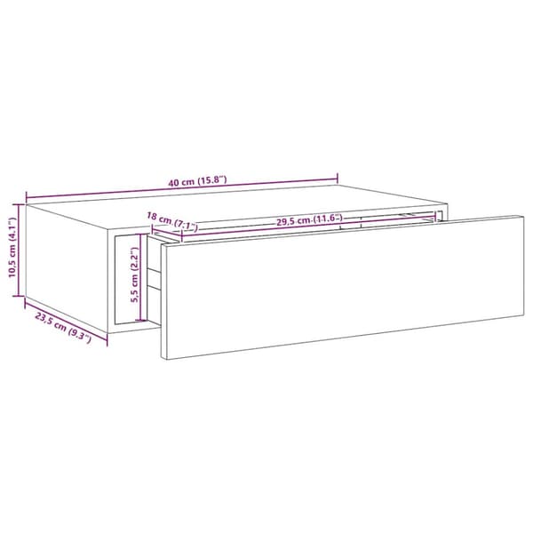 Väggmonterad låda vit 40x23,5x10 cm MDF