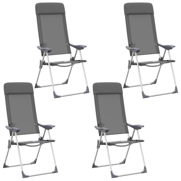 Hopfällbara campingstolar 4 st aluminium grå