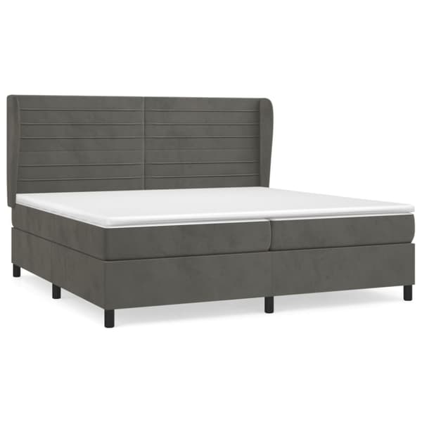 Ramsäng med madrass mörkgrå 200x200 cm sammet