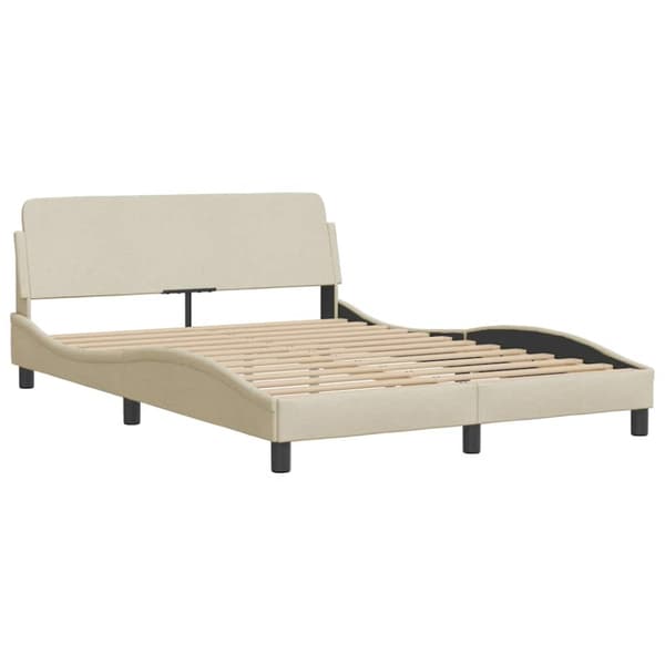 Bed Frame without Mattress "Hanko" Cream 140x190cm Fabric