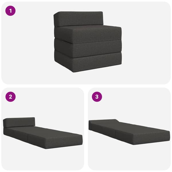 Fällbar Soffbed Mörkgrå 200 x 70 x 10 cm Tyg