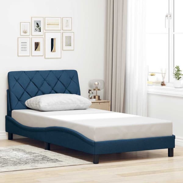 Bed Frame without Mattress Blue 100x200 cm Fabric