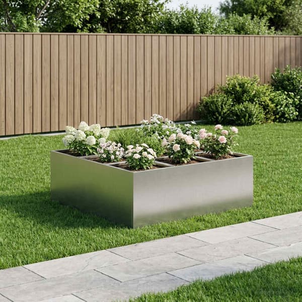 Trädgårdsplanterare Silver 100 x 100 x 30 cm Rostfritt stål