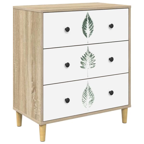 Kommode HANAU Grön lövtryck 66 x 36,5 x 75 cm Konstruerat trä