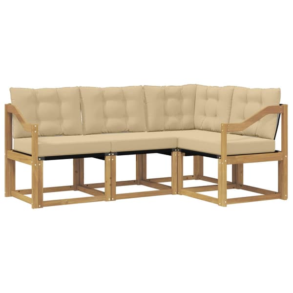 Utomhussoffset med kudde 4 pcs Vit och Beige