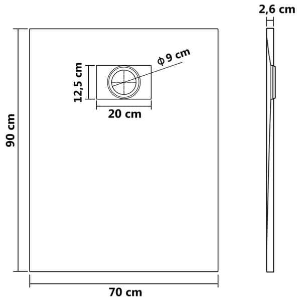 Duschkar SMC vit 90x70 cm