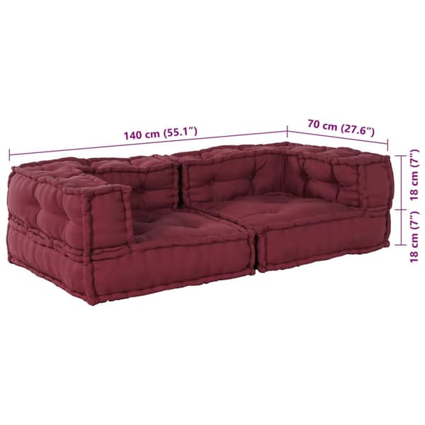 2-sits modulsoffarödbrun 140x70x36 tyg
