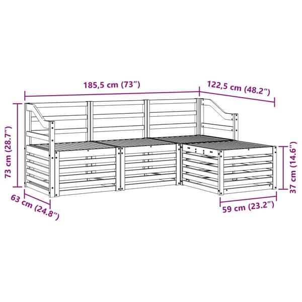 Utomhussoffset 4 pcs Vit Massivt Akaciaträ