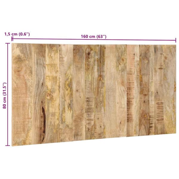 Sänggavel 160 cm massiv grov mango