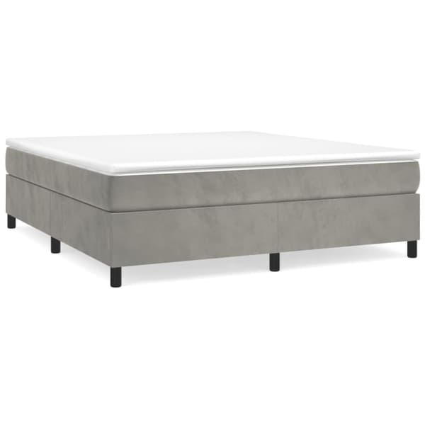 Boxspring-sängram ljusgrå 200x200 cm sammet