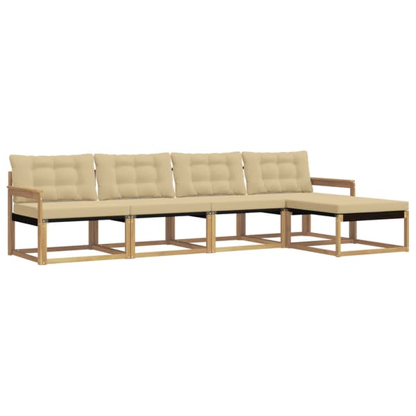 Utomhussoffset med kudde 5 pcs Vit och Beige