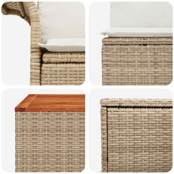 Soffset 6 st 4-Antal sittplatser Beige och krämvit