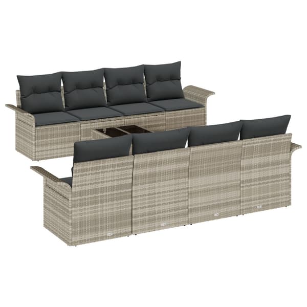 Trädgårdsoffset 9 pcs Ljusgrå Poly rattan