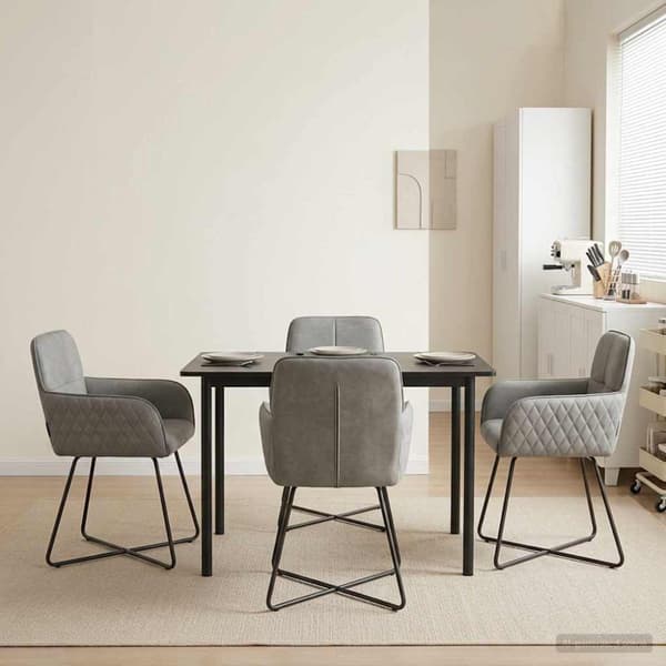 Matstolar 4 pcs Sammet Ljusgrå 59 x 56,5 x 86 cm