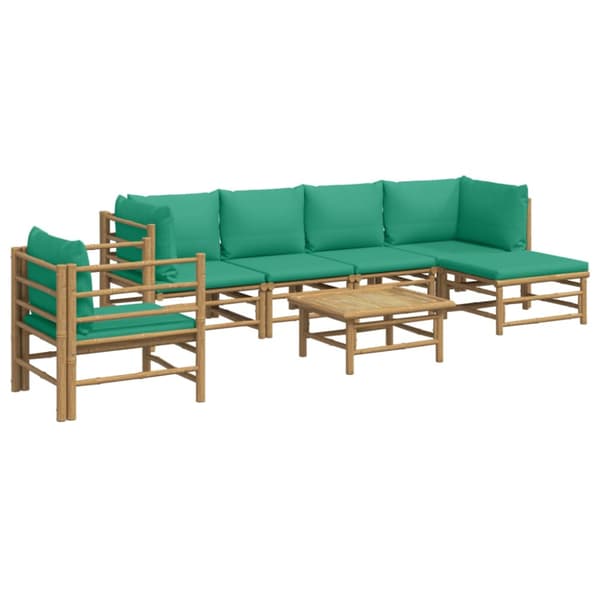 Loungegrupp 7 delar gröna dynor bambu