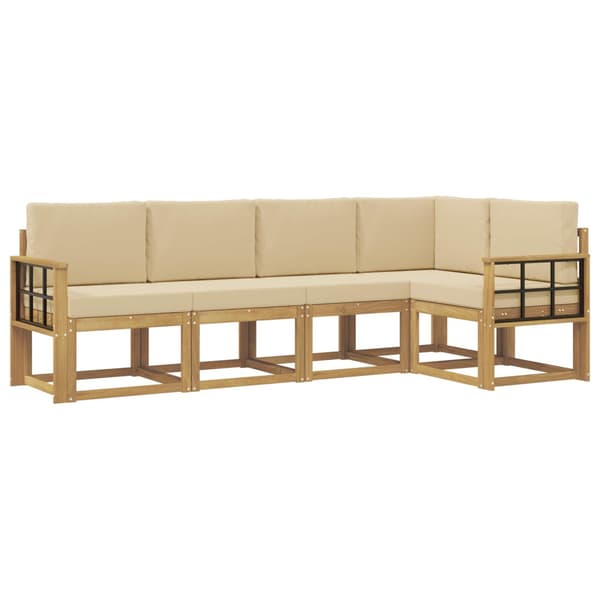 Utomhussoffset med kudde 5 pcs Vit och Beige