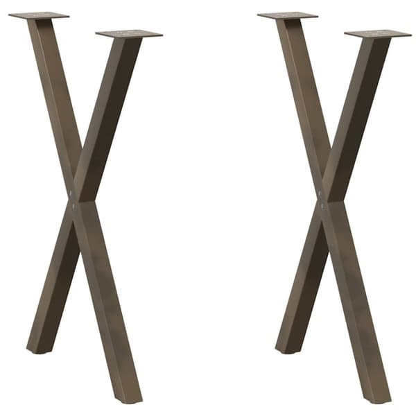 Matbordsben X-formade 2 st naturstål 57x(72-73) cm stål