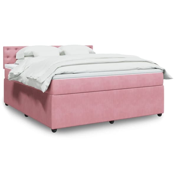 Ramsäng med madrass rosa 180x200 cm sammet