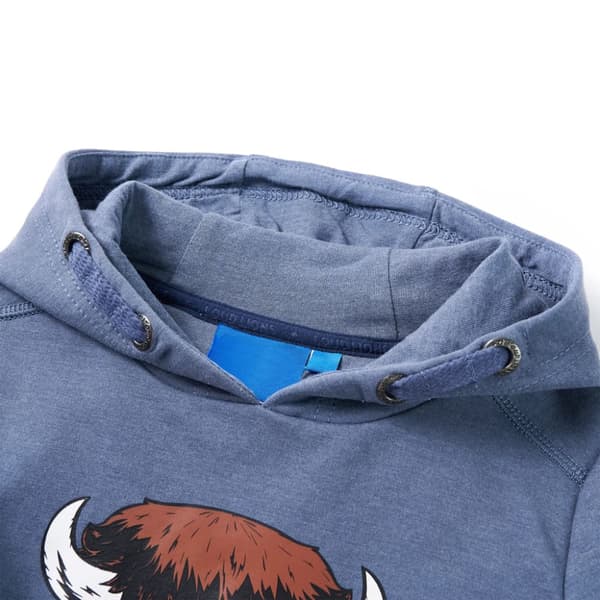Barnhoodie blå melange 116