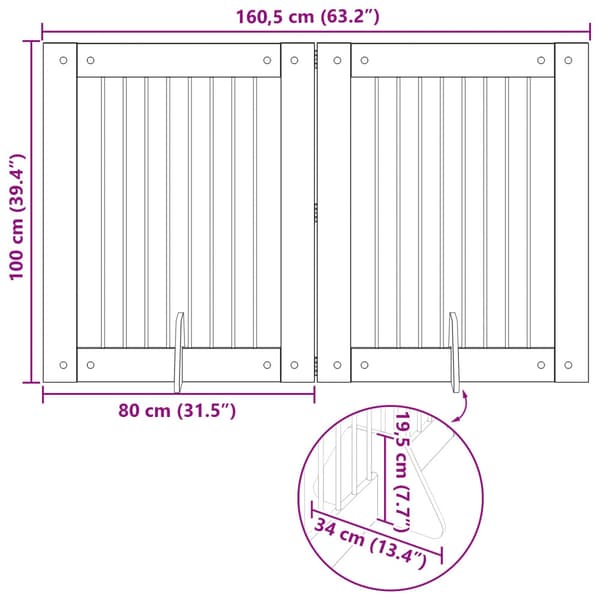 Hundgrind med ställningar 2 pcs Rökt ek 80 x 100 cm