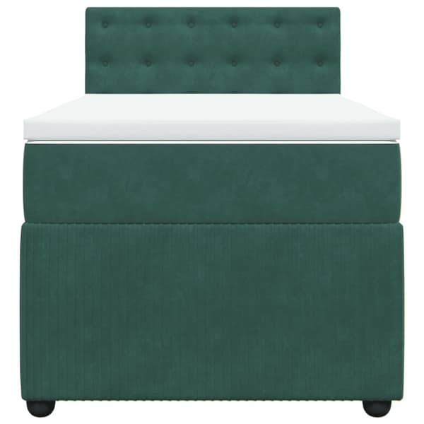 Ramsäng med madrass mörkgrön 90x190 cm sammet