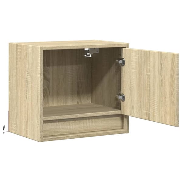 Väggmonterade sängbord med LED-lampor 2 st sonoma-ek