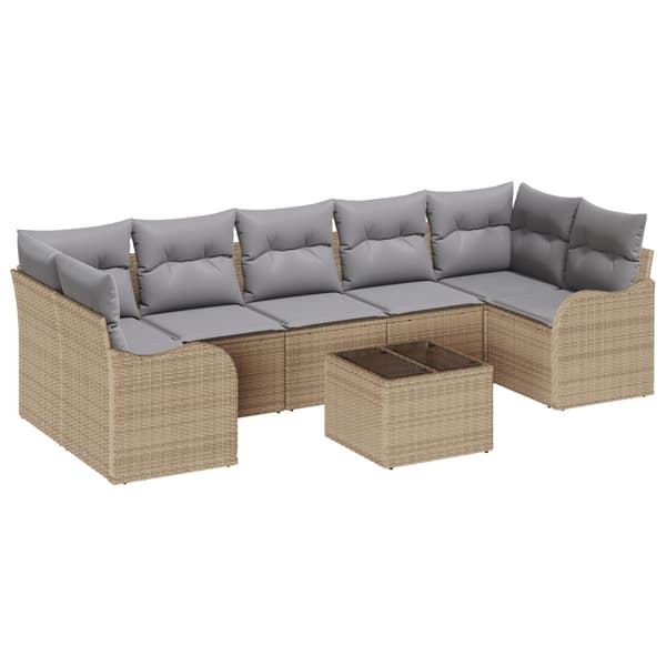Trädgårdsoffset med kudde med lagring 8 pcs Beige och Grå