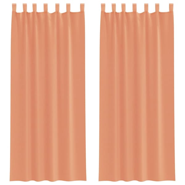 Voile gardiner med stångfickor 2 st terrakotta