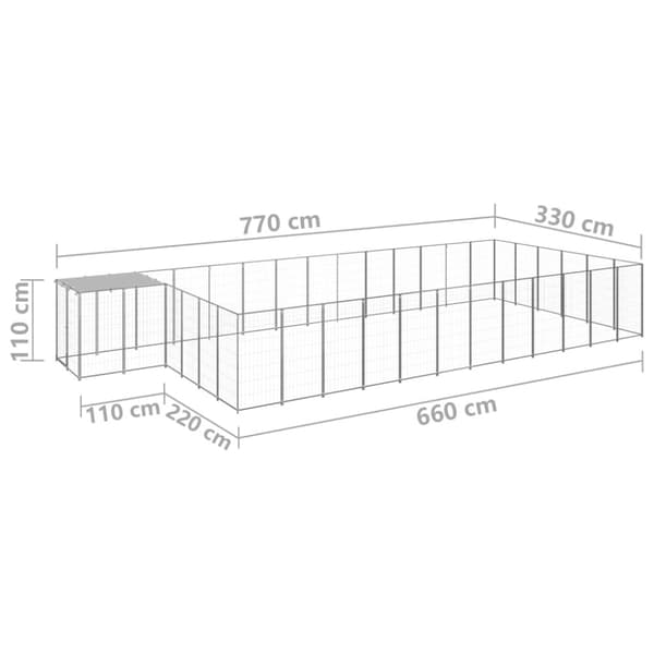 Hundgård silver 22,99 m² stål