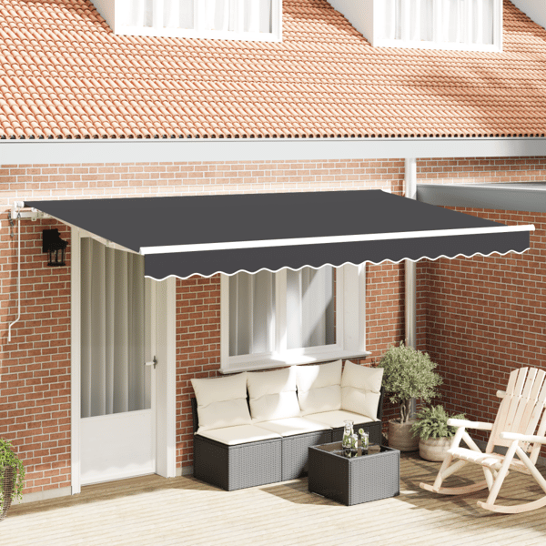 Utfällbar markis Antracit 400 x 200 cm tyg