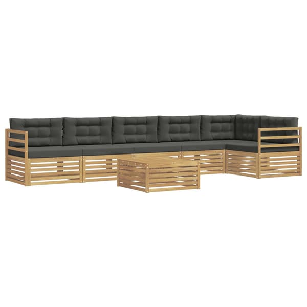 Utomhussoffset med kudde 7 pcs Vit och antracit Polyester