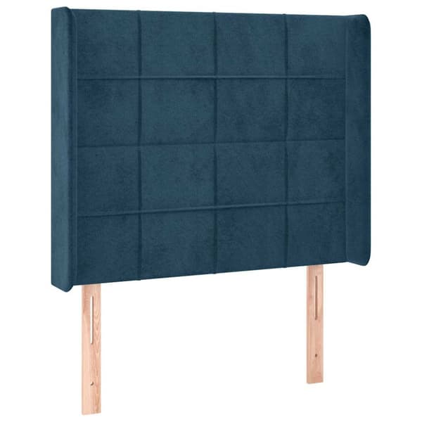 Sänggavel LED mörkblå 103x16x118/128 cm sammet