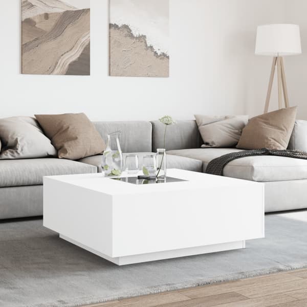 Soffbord med Infinity LEDs vit 100x100x40 cm