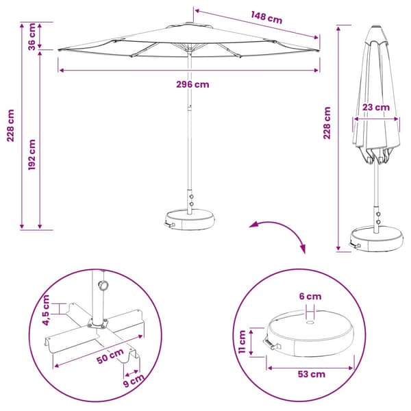Trädgårdsparasol 300 x 300 cm Polyester Rektangulär Antracit