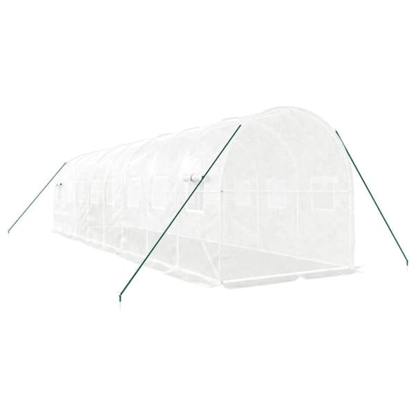 Växthus med stålram vit 16 m² 8x2x2 m