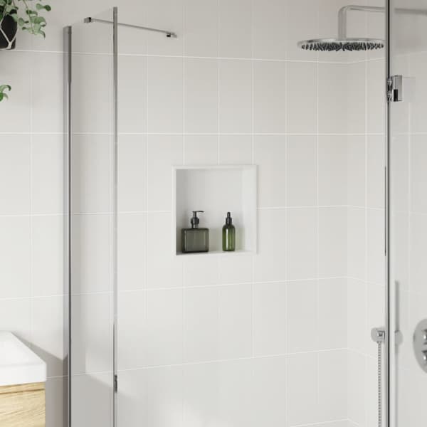 Duschnisch matt vit 32x32x9 cm rostfritt stål