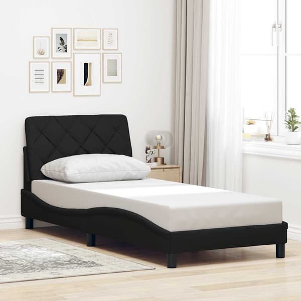 Bed Frame without Mattress Black 90x190 cm Fabric