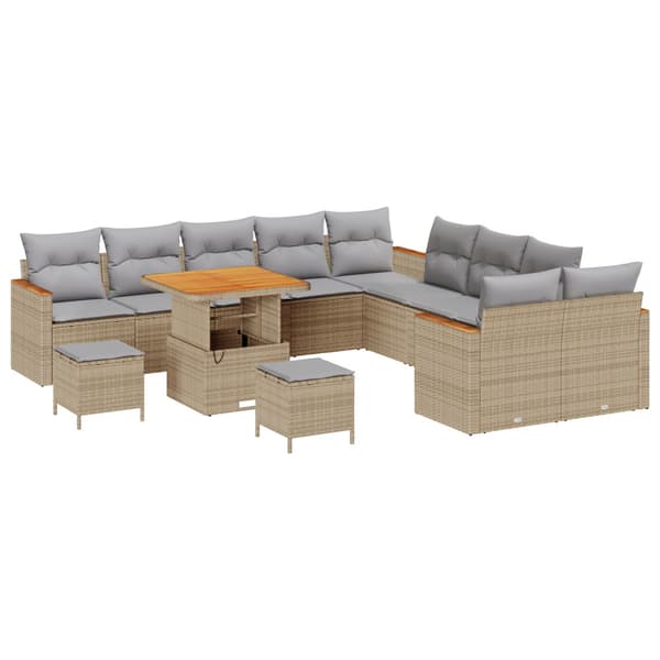 Trädgårdsoffset 13 pcs Beige konstrotting