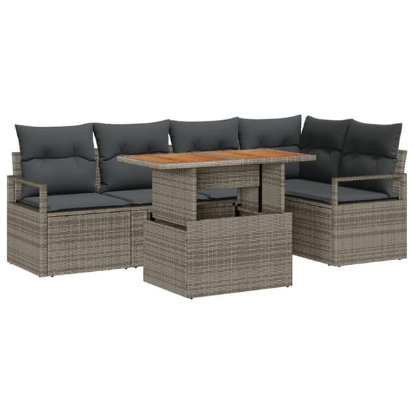 Trädgårdsoffset med lagring 6 pcs Grå Poly rattan