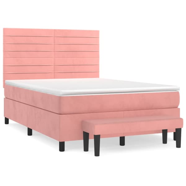 Ramsäng med madrass rosa 140x190 cm sammet