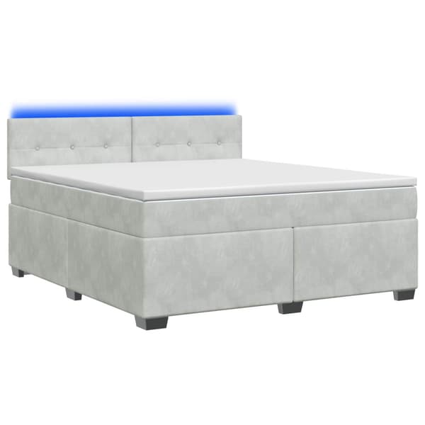 Boxspring säng med madrass och LED Ljusgrå 140 x 190 cm Sammet