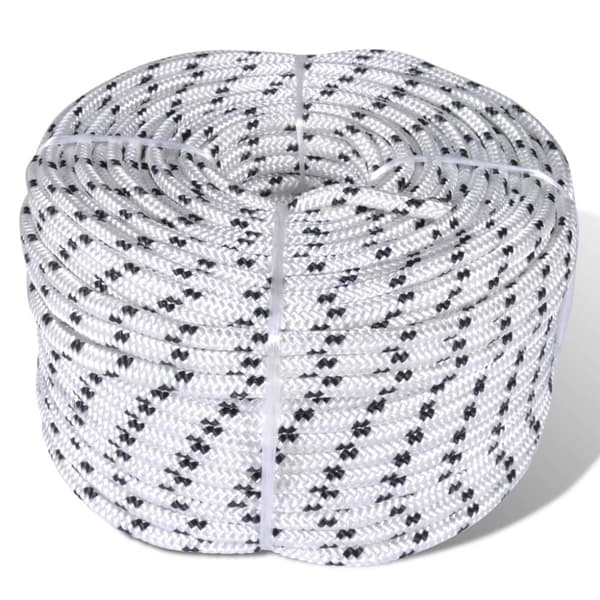 Båtlina flätad 6 mm x 250 m polyester vit