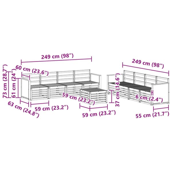 Soffgrupper 9 pcs Massivt Akaciaträ