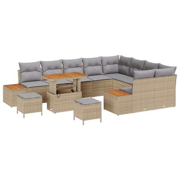 Trädgårdsoffset 12 pcs Beige konstrotting