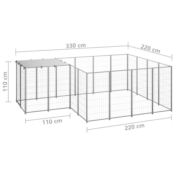 Hundgård silver 6,05 m² stål