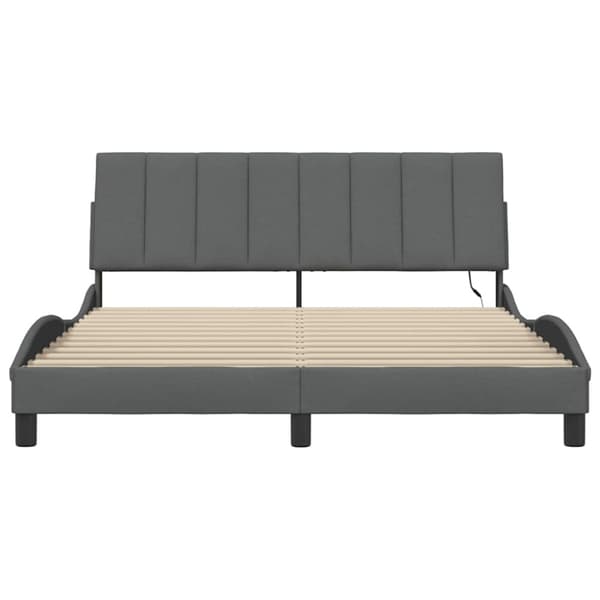 Bed Frame without Mattress "Hanko" Dark Grey 160x200cm Fabric