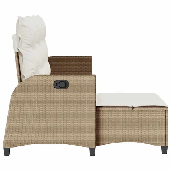 Fällbar trädgårdssoffa med dynor L-formad beige konstrotting